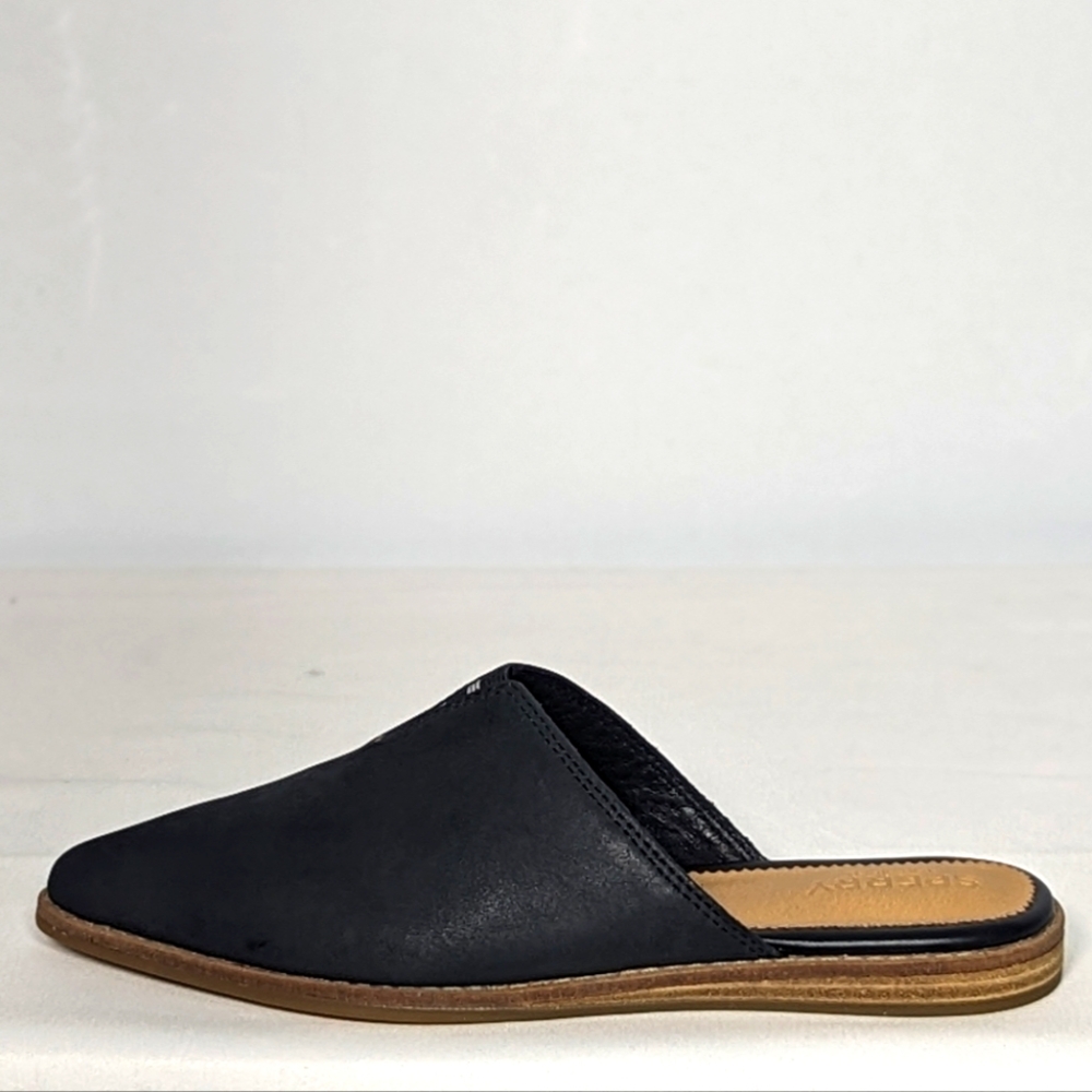 NEW Sperry Womens Saybrook Leather Mule Slip-On Shoe sz 5.5 black